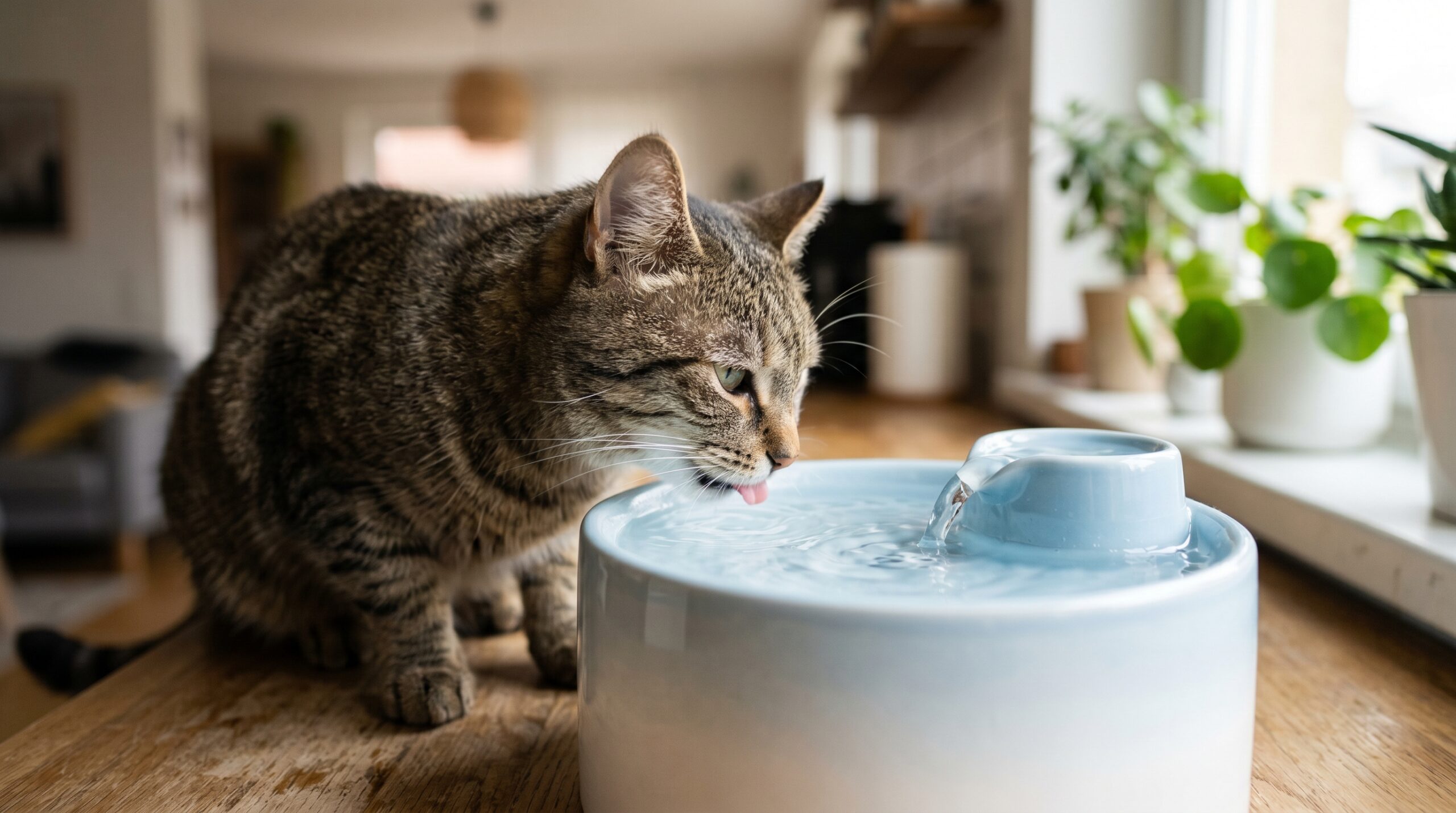 Qual a importância da qualidade da fonte de água do seu gato?